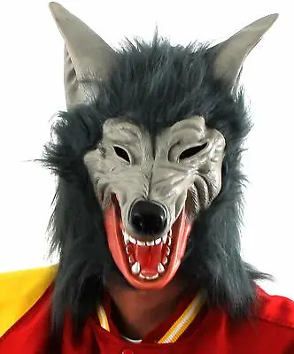 £16.99 • Buy Wolf Mask Fancy Dress Costume Adults Animal Latex Werewolf Grey Hair Scary Dog 