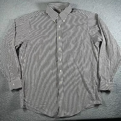 Brooks Brothers Dress Shirt Mens 16.5 Button Up Gray Striped Long Sleeve • $16.11