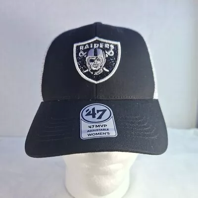 Las Vegas Raiders NFL Football  Trucker Hat '47  Women’s Sparkle Black White  • $15