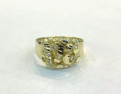 $179.99 • Buy 10k Yellow Gold Mens Nugget Large Oval Ring Real Solid Unisex