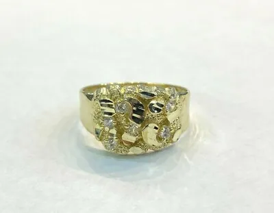 10k Yellow Gold Mens Nugget Large Oval Ring Real Solid Unisex • $179.99