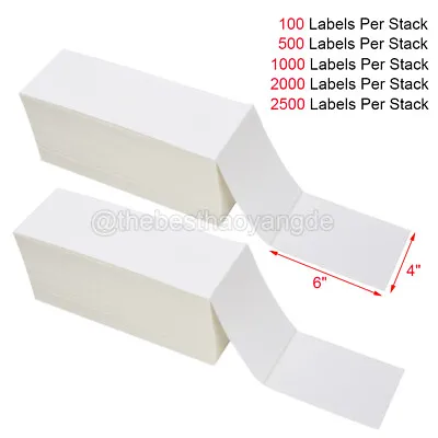 4  X 6  Fanfold Direct Thermal Shipping Blank Labels For Zebra & Rollo Printers • $71.94