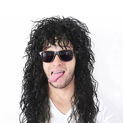 Cosplay Wigs Party Wig Men's Long Curly Synthetic Wavy Hair 80s Punk Rock Wig • $15.44