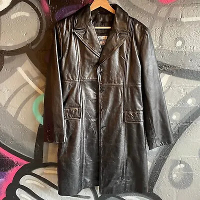 Women’s Jacket - M - Pelle Studio - Wilson’s - Sleek Trench Coat - Black Leather • $128