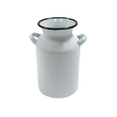 White Enamel Vintage Milk Can Rustic Utensil Holder Country Kitchen Table Decor • $28.68