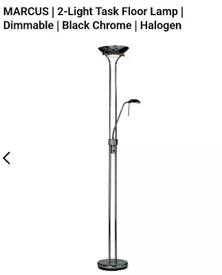 Marcus Dimmable Halogen Floor Lamp In Black Chrome • £20