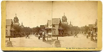 Oak Bluffs Martha's Vineyard Massachusetts Samoset Ave. 1870s Shute Stereoview • $29.99