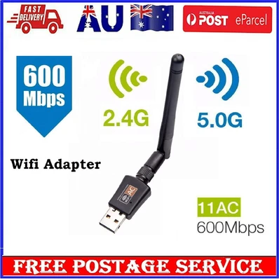 $25.99 • Buy 2.4GHz 5GHz Dual Band 600Mbps USB WiFi Wireless Dongle AC600 Lan Network Adapter