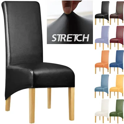 PU Leather Dining Chair Cover Seat Slipcover HighBack Waterproof  Fit Removable • $13.29
