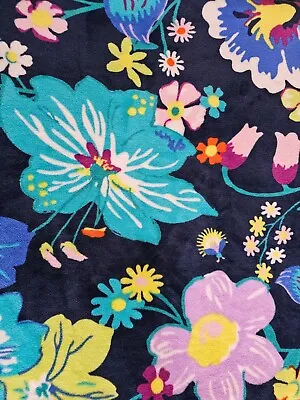 Vera Bradley DARK BLUE FLORAL THROW BLANKET Hibiscus Garden PRE-OWNED Plush Feel • $21.99