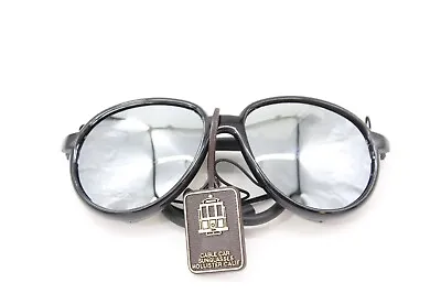 NEW Deadstock Mirrored Black Leather Mountaineering Sunglasses Japan Nylon 4290 • $150