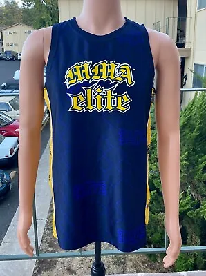 MMA ELITE T Shirt Tank Top Jersey Mens Size Small Navy Blue Yellow White • $18