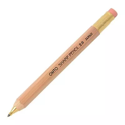 OHTO Mechanical Pencil Wood Sharp With Eraser 2.0 2.0mm Natural Wood Color Bo... • $12.44