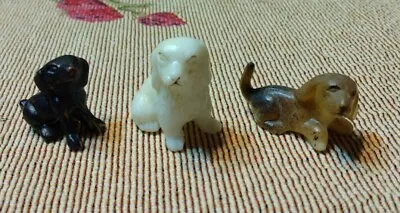 Lot Of 3 Vintage Miniature Dog Figurines Black White And Brown • $8.95