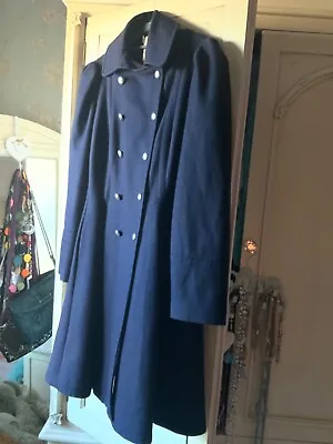 Vintage Navy Military Style Heavy Wool Fit & Flare Coat 16 Rocha John Rocha • £45