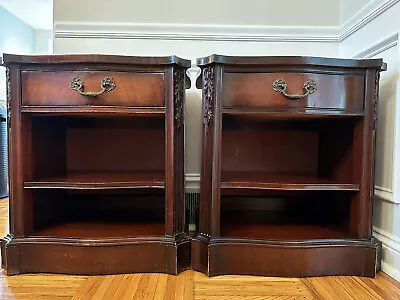 White Fine Furniture Co Nightstands End Side Tables Mahogany Pair Vintage Tall • $239.99