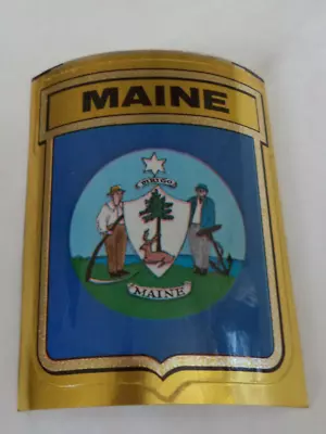 1972 Maine Sticker State Flag Medallion Vintage Gulf Oil 3  X 4  Premium • $5.99