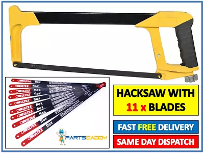 12  300mm HEAVY DUTY QUALITY DURABLE HACKSAW + 11 HACK SAW BLADES 24TPI UK 23-18 • £9.99