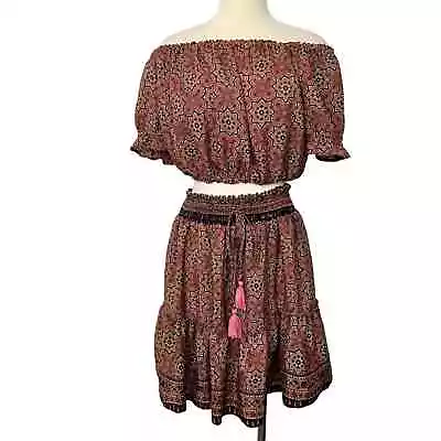 Zury Silk 2 Piece Skirt And Cropped Top Matching SET • $55