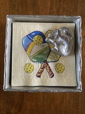 Mariposa Silver Twig Cocktail Napkin Tray Box Holder With Squirrel Paper Weight • $49.99