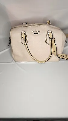 $40 • Buy Guess Handbag. Cream With Beige Top Handles And/or Strap With Flower Detail.