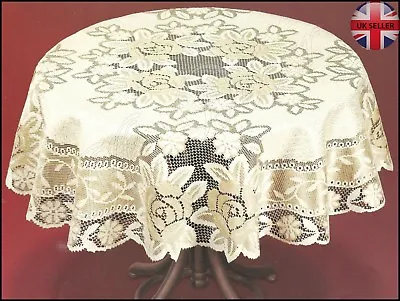 Tablecloth Round Lace Cream/dark Gold NEW Ø160 (63 ) Fantastic Christmas Gift • $27.37