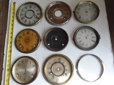 Nine Different Antique Vintage Clock Dials Faces Bezels For Parts Steampunk • $30