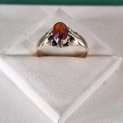 Antique Vintage Orange Sapphire Ring Solid Gold Women's Men's Size P 7 1/2 • $478.99