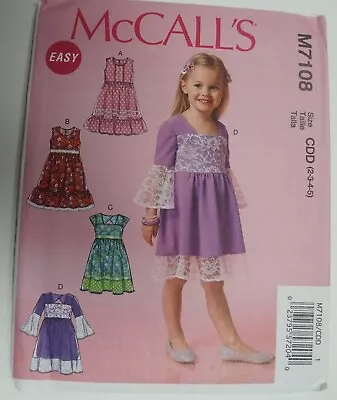 McCalls 7108 Girls Dresses Dress Sewing Pattern Sizes 3-5 • $7.50