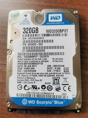 Western Digital WD3200BVPT 320GB SATA 5400rpm 2.5in HDD  • £9.50