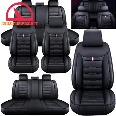 For Chevrolet Car Seat Covers Full Set Leather 5-Seat Front Rear Protector Black • $70.99