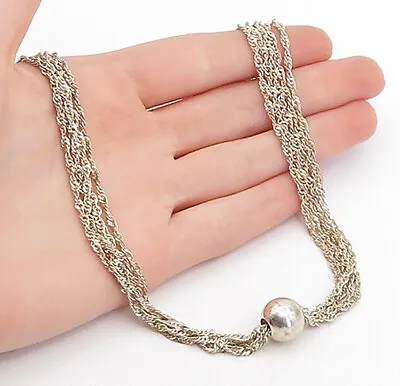925 Sterling Silver - Vintage Multi-Strand Ball Bead Chain Necklace - NE1026 • $88.41