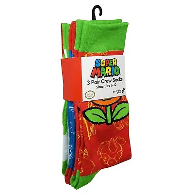 Controller Gear Super Mario Evergreen - 3 Pack Crew Socks Men 6-10 • $10