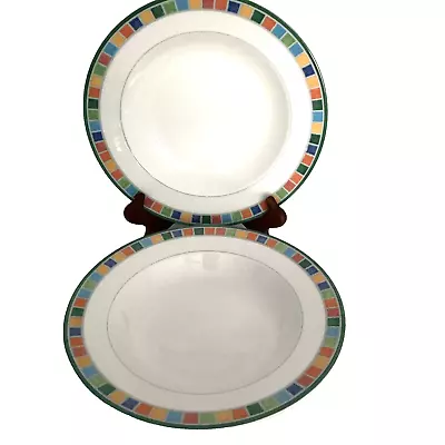 Villeroy And Boch Twist Alea Caro Large Rimmed Soup Bowls 9.5  Set Of 2 • $74.99