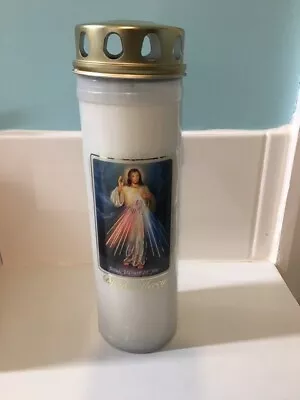 Divine Mercy  Pillar Candle For Outdoor Or Indoor Use. Religious Grave Memorial • £9.99