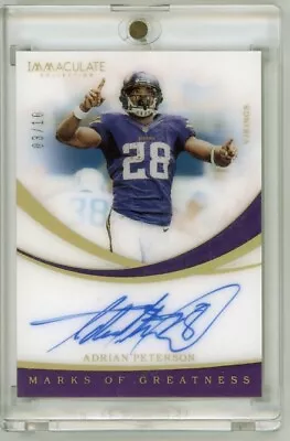 2019 Panini Immaculate Adrian Peterson Marks Of Greatness Auto /10 Vikings • $385