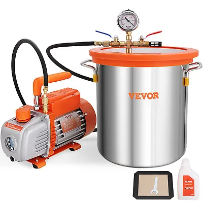 $142.99 • Buy VEVOR 5 Gallon Vacuum Chamber And 3.5CFM Single Stage Pump Degassing Chamber Kit