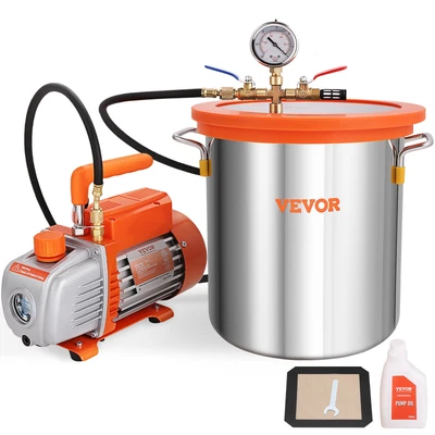 $142.99 • Buy VEVOR 5 Gallon Vacuum Chamber And 3.5CFM Single Stage Pump Degassing Chamber Kit