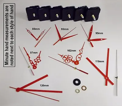 DIY Quartz Clock Movement Mechanism With Red Hands & Parts. Repair / Wall Clock • £8.74