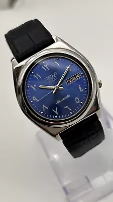 Vintage Seiko 5 Men's Automatic Wrist Watch Japan Made Blue Arabic Dial • $64.99