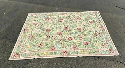 $950 • Buy Vintage Antique French Aubusson Style Floral Needlework Tapestry Carpet Rug