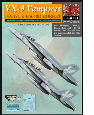 1/48 USN/MC F/A-18C/D Hornet VX-9 Vampires Decals For Hasegawa/Kinetic/Revell • $28.50