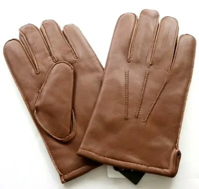 Brooks Brothers Men's Genuine Leather Thinsulate Lined Gloves Dark/Brown Tan NEW • $78