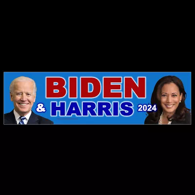 Biden And Harris 2024 BUMPER STICKER Or MAGNET Magnetic Decal Joe Blue 3x11.5  • $4.99