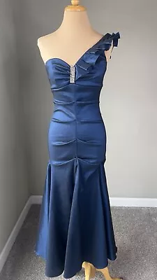 Vintage Blondie Nites Steel Blue Mermaid Evening Maxi Dress Women's S • $39.99