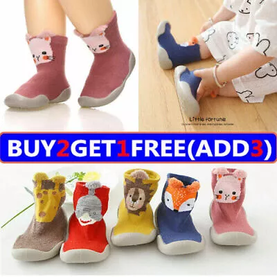 Autumn Baby Toddler Anti-slip Slippers Socks Girl Boys Kids Cotton Cartoon Shoes • $12.69