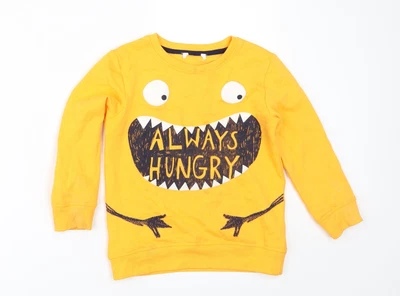 £5 • Buy Blue Zoo Boys Yellow  Cotton Pullover Sweatshirt Size 4-5 Years   - ALWAYS HUNGR
