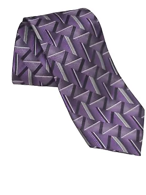 King Size Neck Tie Silk Purple Geometric Mens  64” Extra Long XL    • $12.99