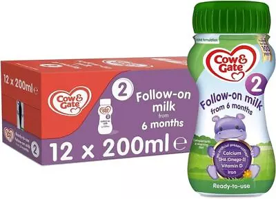 Cow & Gate 2 Follow On Milk Liquid 200ml X 12 • £12.95