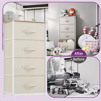 Chest Of Drawer 4-Drawers Fabric Dresser Storage Tower Cabinet Organizer Bins • $45.39